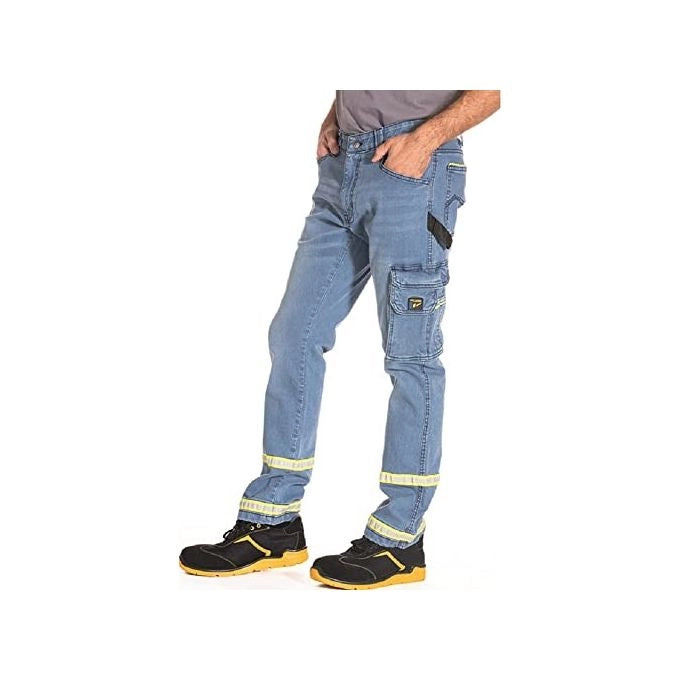 Rica Lewis 5430005 Claro Pantaloni da Lavoro Jeans Denim Multitasche Bande Riflettenti 98% Cotone 2% Elastan Regular Fit colore Blu