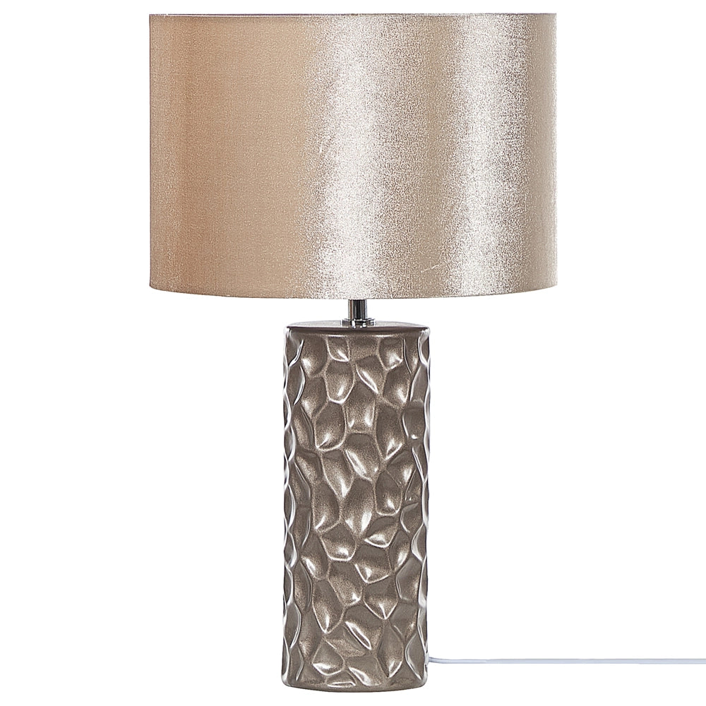 Lampada da Tavolo dorato Ceramica 50 cm Motivo Geometrico Velluto Tamburo Paralume Comodino Soggiorno Camera da Letto Illuminazione Glamour
