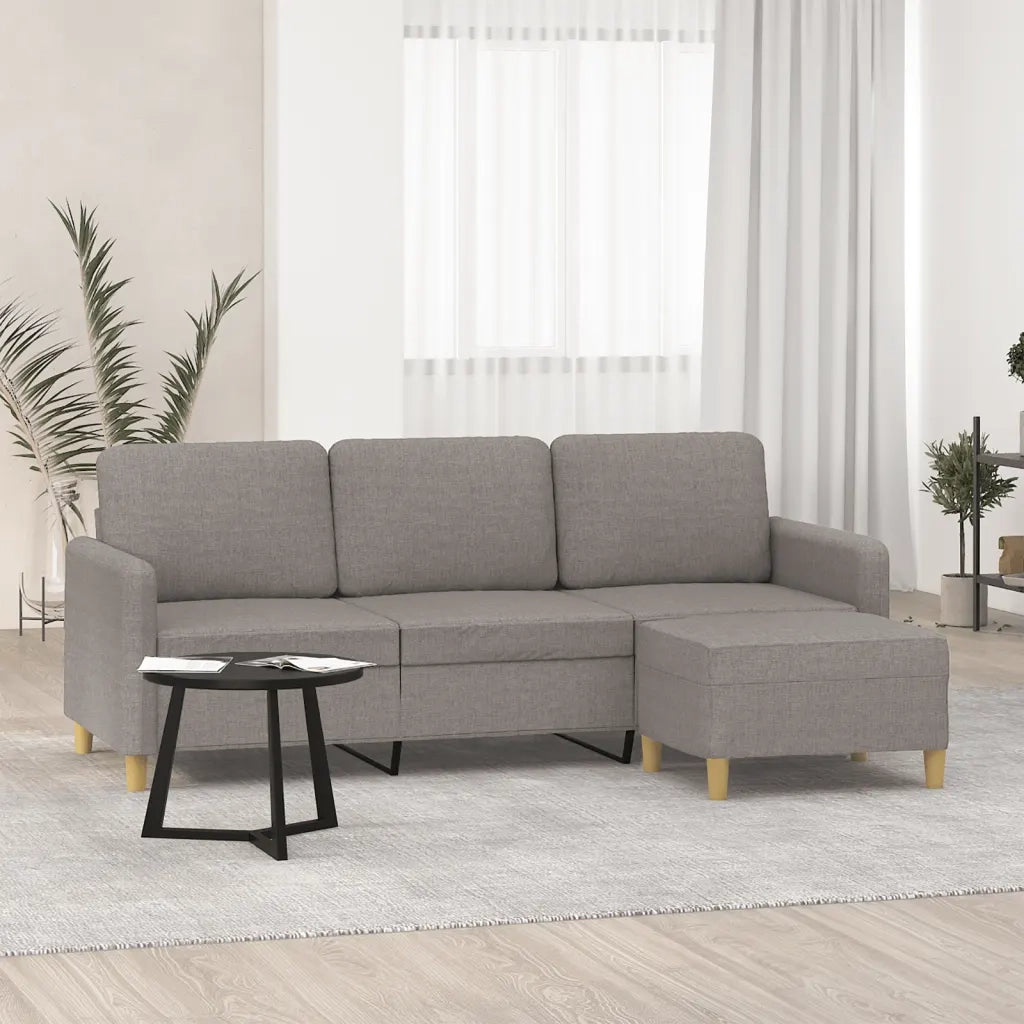 Divano a 3 Posti con Poggiapiedi-Sofa 3 Posti con Poggiapiedi Tortora 180 cm in Tessuto 985950