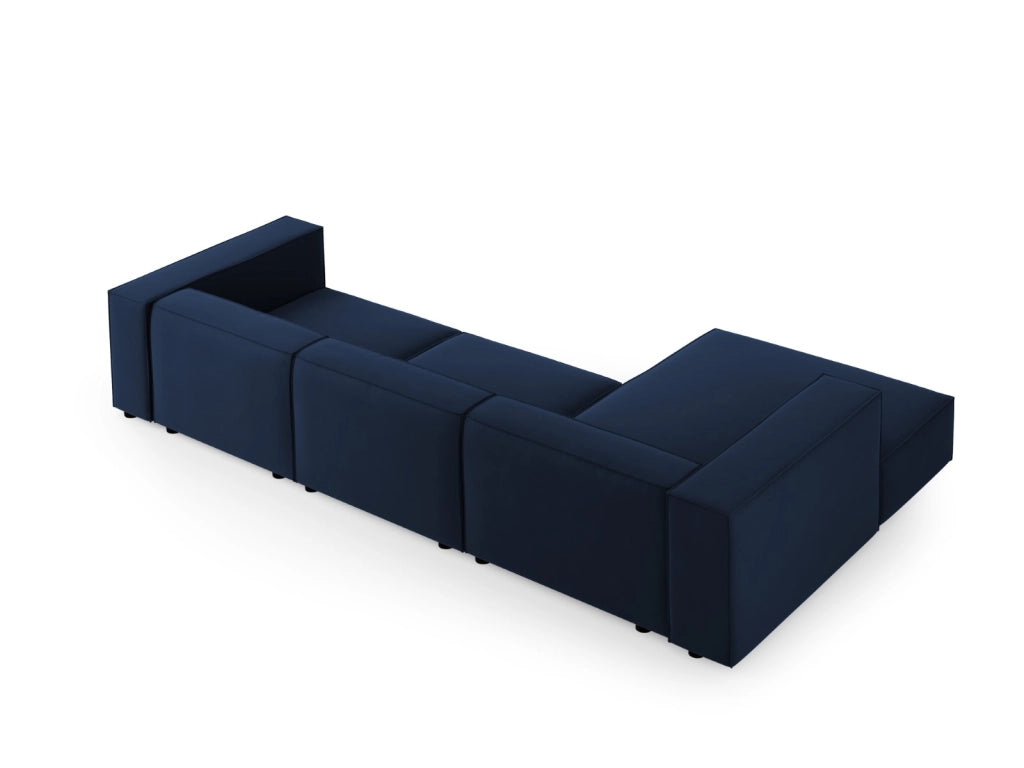 Cosmopolitan Design - Divano angolare sinistro "Arendal" 4 posti in velluto blu reale 
