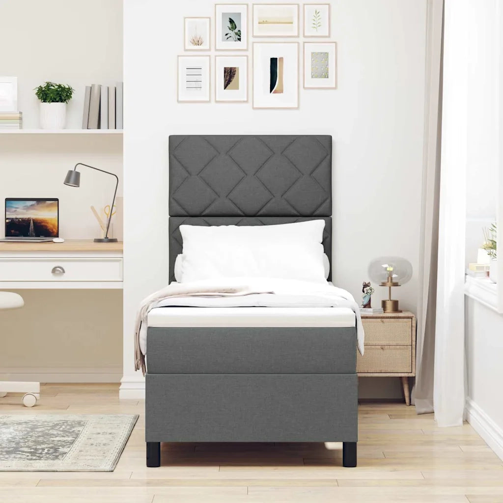 Letto a molle con materasso Grigio scuro 80 x 200 cm Tessuto 3339421