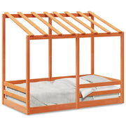 Letto Bambini | Letto Infantile | Lettino con Tetto Marrone Cera 70x140 cm Massello Pino