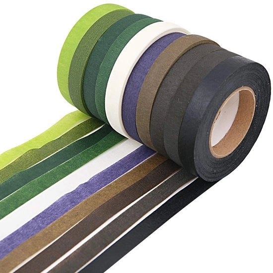 Tape da fiori - 10 rotoli - multicolore - carta di alta qualità - 12 mm x 27,4 m