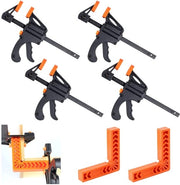 Fermo rapido potente - Set da 4 per lavorazione del legno - Colore arancione