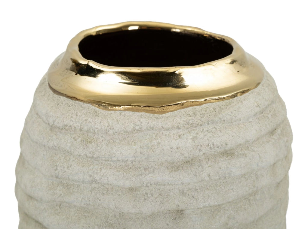 Vaso Lima Ø12,5x25 cm in Ceramica Grigio e Oro