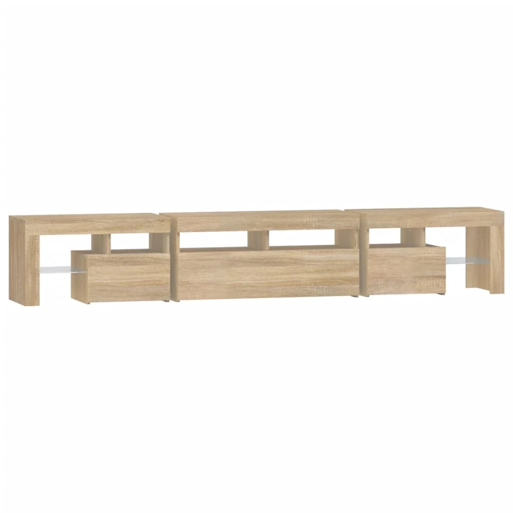 Mobile TV multimediale mensola TV credenza mobile TV sala da pranzo soggiorno camera da letto con luci LED rovere Sonoma 230 x 36,5 x 40 cm marrone 02_0026771