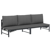 Lettino Lettino sole | Sdraio da giardino | Lettino da sole per 3 Persone Nero 200 x 62 x 59,5 cm Textilene