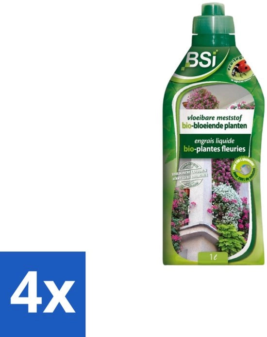 Bio Meststof per Piante in Bloeitof - Ricca Fioritura e Crescita Salute - 1 L - Confezione Economica - 4 pezzi