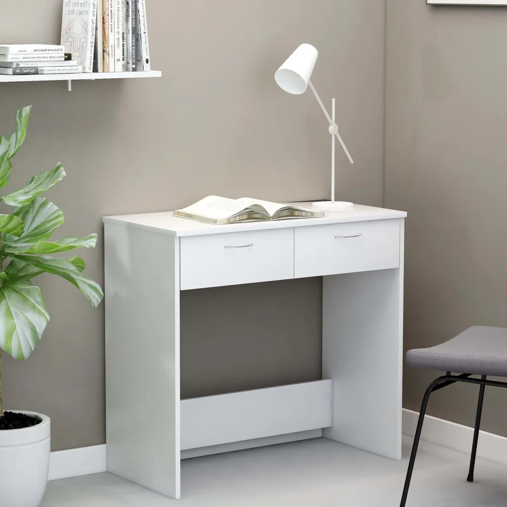 Scrivania | Tavolo da Ufficio Bianca 80x40x75 cm in Legno Multistrato