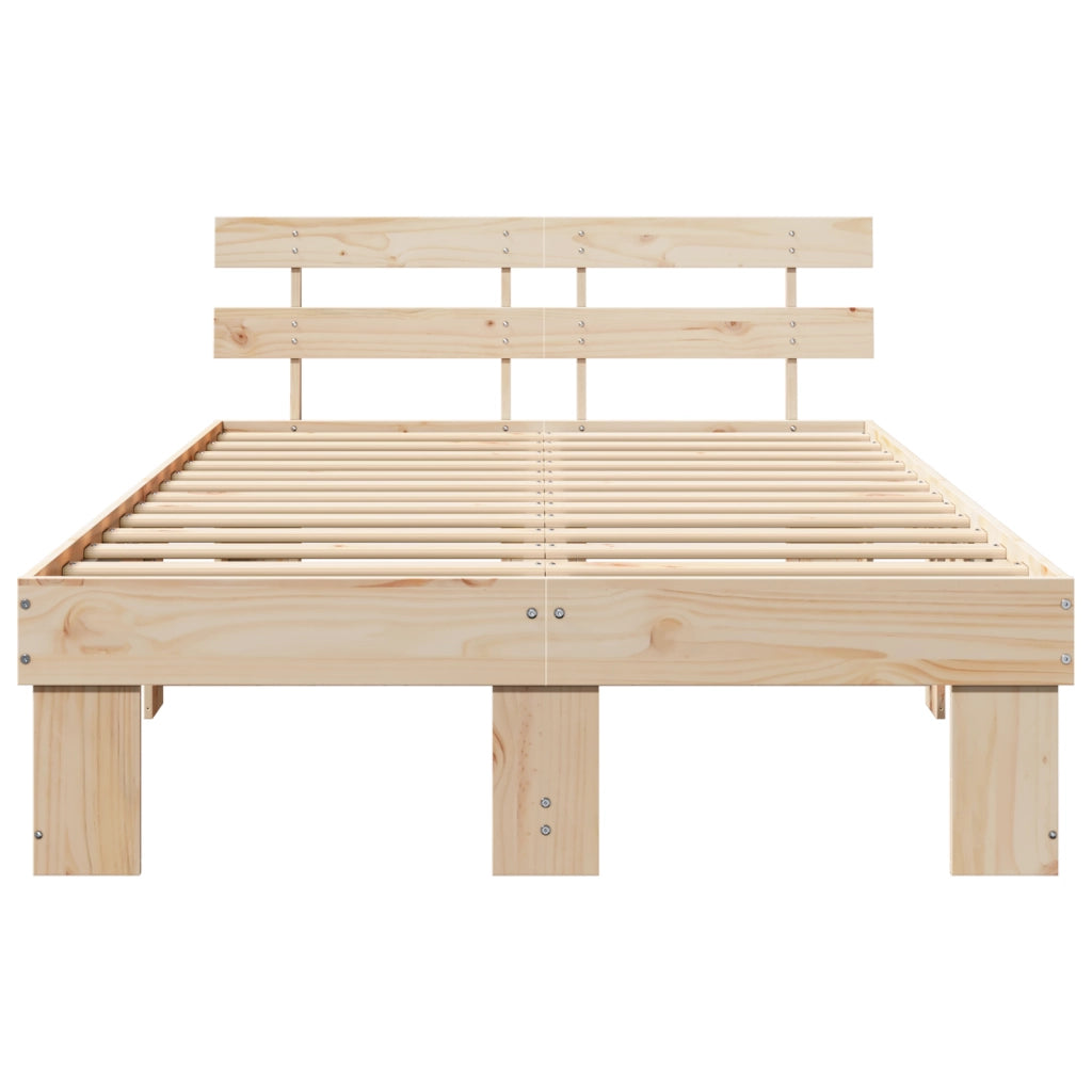 Struttura Letto con Testiera 140x190 cm Legno Massello di Pino