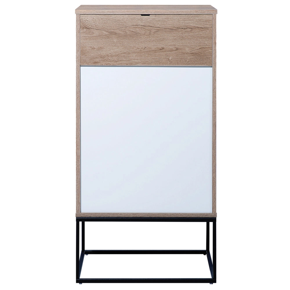 Cassettiera in legno chiaro a 4 ripiani con base in metallo Nero rustica