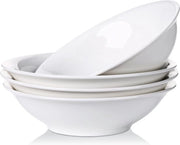 Set di 4 contenitori in porcellana bianca per pasta, cere, zuppe e dessert - 1300 ml - Adatto per forno a microonde e lavastoviglie - 9" x 9" x 2,5