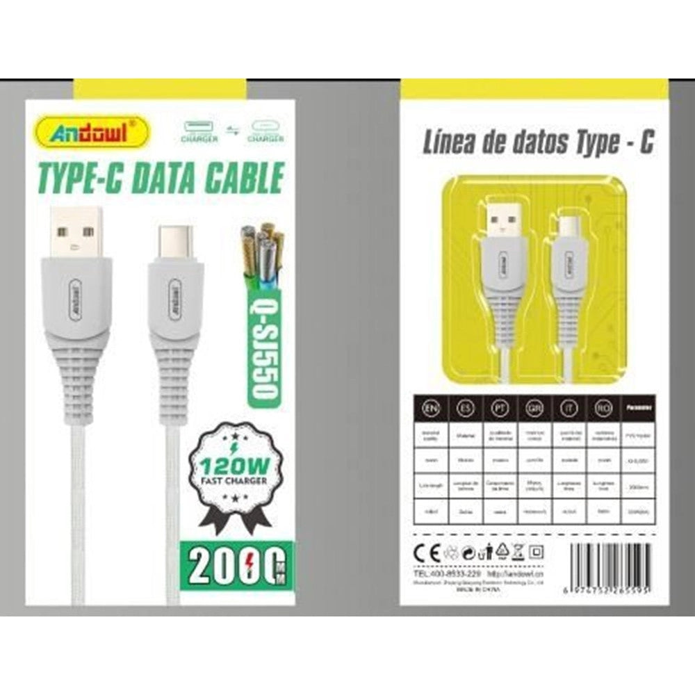 Trade Shop - Cavo Trasferimento Dati Ricarica Veloce Usb A Type-c 120w Da 2 Mt Resistente Q-sj550 -