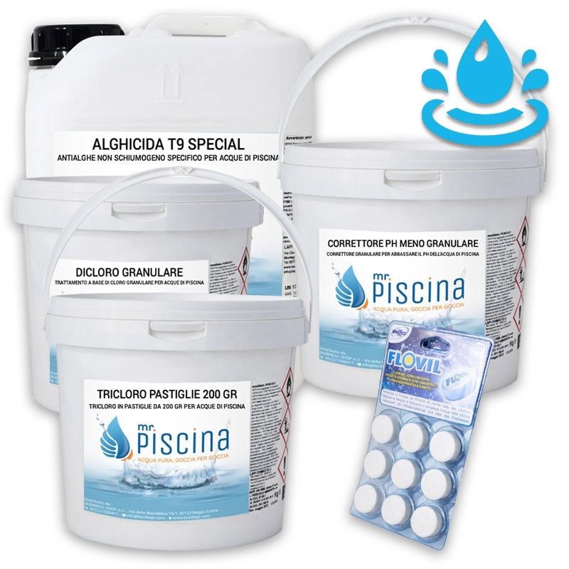 Kit mix per mantenimento acqua piscina Volume piscina: Da 55 a 100 m³