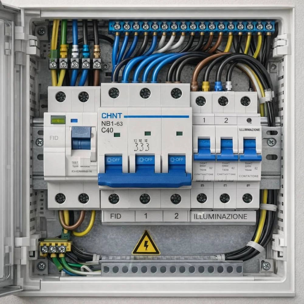 Chint nb1-63 interruttore magnetotermico 3p curva c 6ka guida din *** ampere 40 ampere, confezione 1