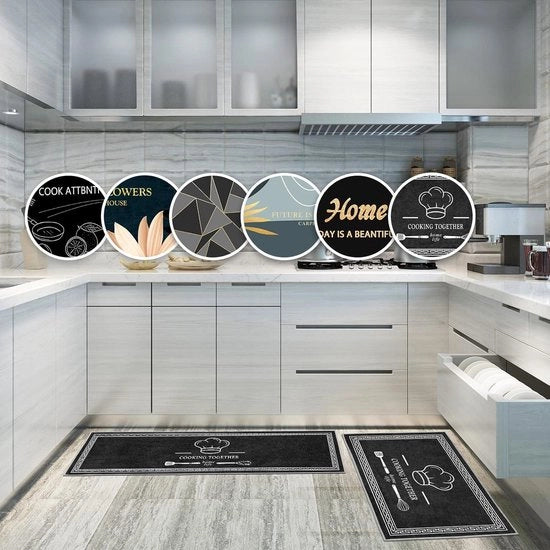Tappeti Antiscivolo per Cucina - Tappeto per Porta - Tappeto per Pavimento - 2 Pezzi di Tappeto per Cucina per Decorazione Interna - Keukengerei A - 40x60+40x120cm