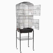 Casa per Uccelli con Ruote | Gabbia per Pappagalli e Uccelli con Spazio di Deposito e Base Rimovibile | Per Uso Interno ed Esterno | Metallo, Nero | 150,6 × 46 × 35,3 cm