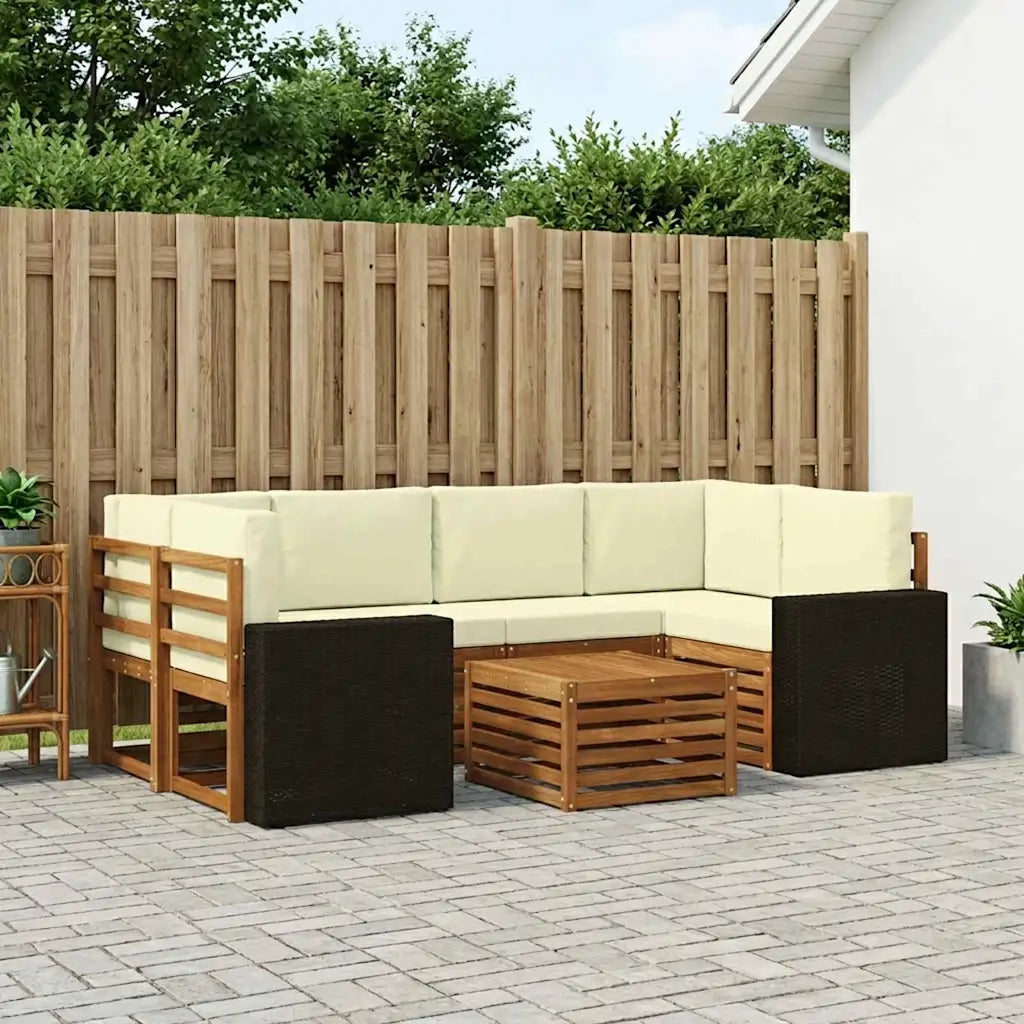 Set di divani da esterno con cuscino 7 pcs Naturale e Crema 3384091