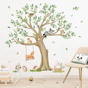 Decorazione per la Camera da Letto con Sticker di Albero e Animali per Bambini - Tema Animali con Sticker per la Camera da Bambini - Decorazione per la Camera da Bambini con Albero e Animali - Accessori di Interno con Sticker per la Camera da Bambini.