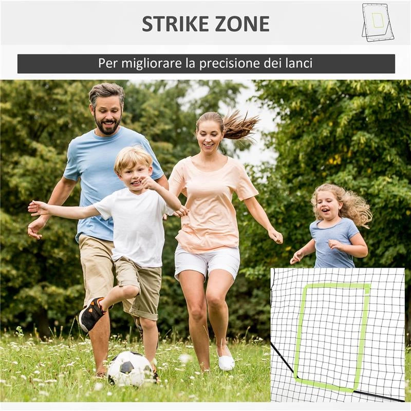 REBOUNDER PER CALCIO E BASEBALL PIEGHEVOLE CON ZONA DI PRECISIONE IN PE E METALLO 123X90X174 CM NERO