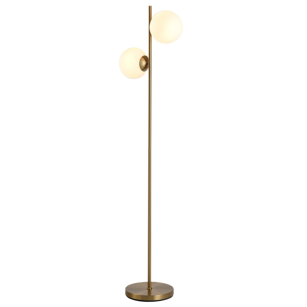 Lampada da terra design 2 sfere globo stile retr¨° ¨C Xylo ¨C metallo dorato max 40W