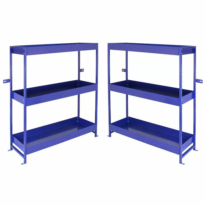 Set 2 Scaffali per Van Furgone 116,5x115x34,8 cm in Acciaio Senza Bulloni Blu