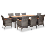Set di mobili da giardino 9 pz con cuscini in poly rattan grigio 02_0018092