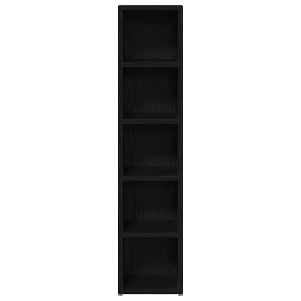 Scaffali Porta CD 2 pz Rovere Nero 21x16x93,5 cm in Truciolato
