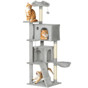 Tiragraffi per Gatti con Letto e Piattaforme ¨C zephmum ¨C Grigio Chiaro