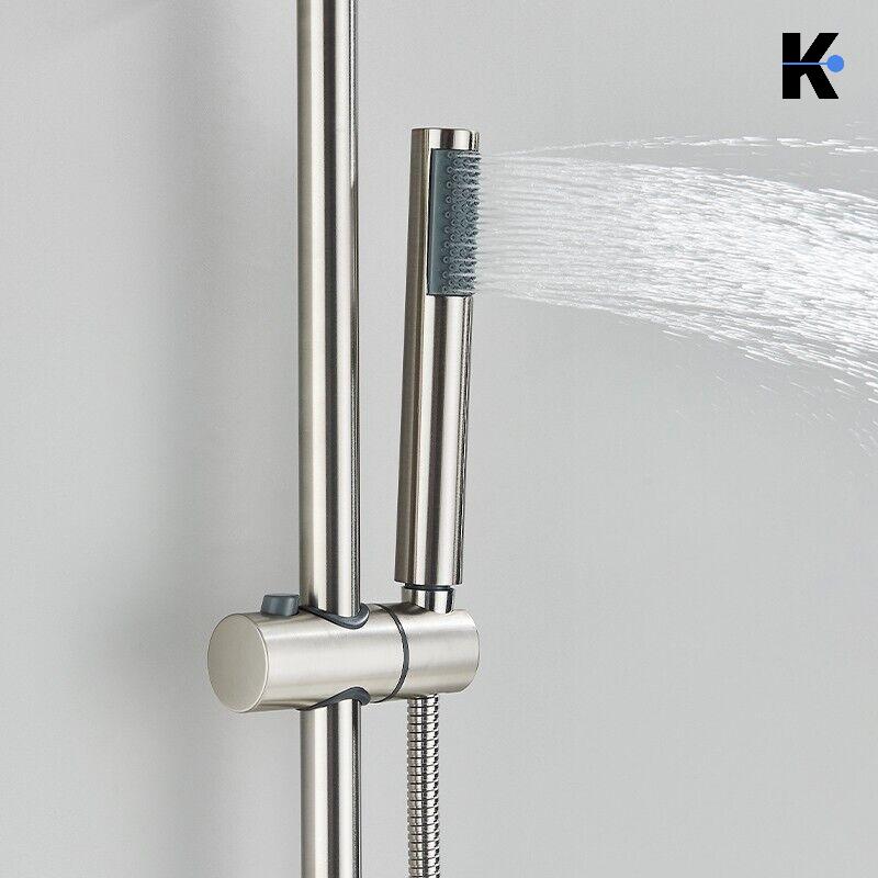 JANA | Set pioggia premium in acciaio inox spazzolato | Miscelatore doccia di design | Miscelatore doccia completo di doccetta