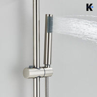 JANA | Set pioggia premium in acciaio inox spazzolato | Miscelatore doccia di design | Miscelatore doccia completo di doccetta