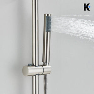 JANA | Set pioggia premium in acciaio inox spazzolato | Miscelatore doccia di design | Miscelatore doccia completo di doccetta