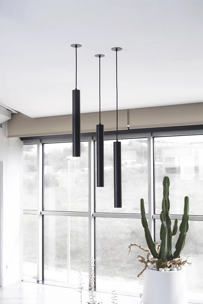 Atmos Lampada a Sospensione Tubolare LED 7W-10W, Montaggio Incasso o Superficie, Ottica Regolabile 15-38-60 Gradi e Switch CCT 2700K-3000K-4000K