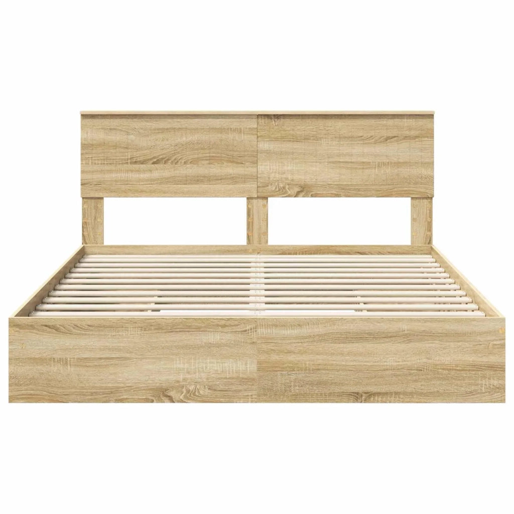 Letto con Contenitore con testiera Rovere Sonoma 160 x 200 cm