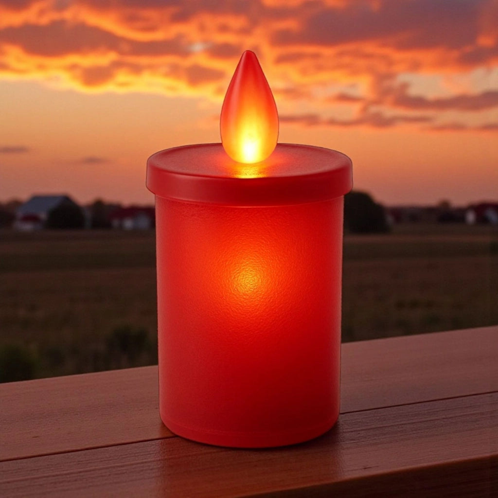Lumino Votivo LED Rosso a Batteria | Candela Elettrica con Fiamma Viva Candela