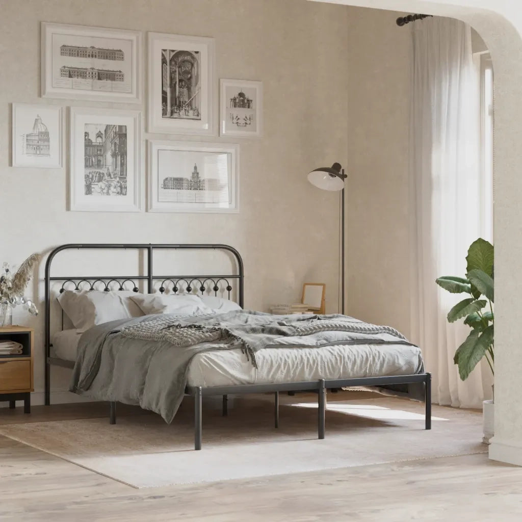 Giroletto con Testiera in Metallo Nero 135x190 cm 376599