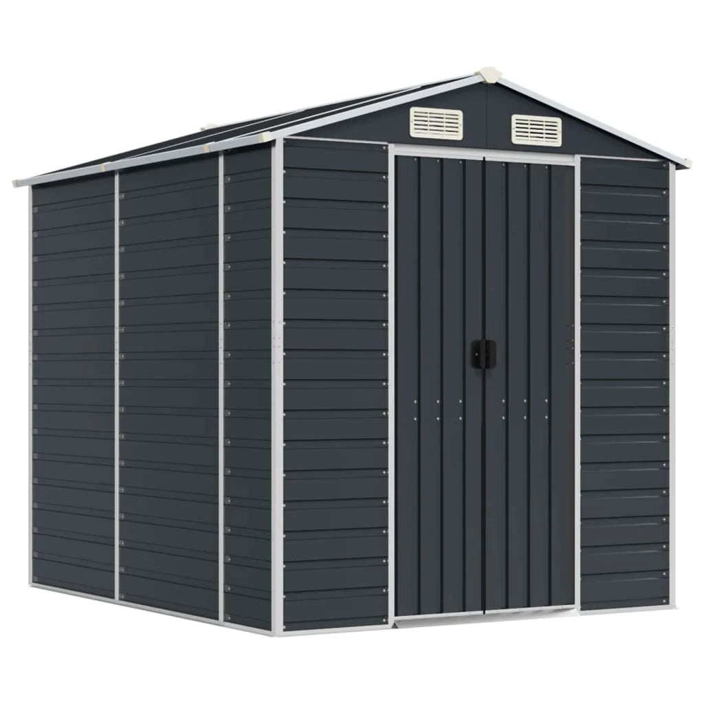 Casetta da giardino cabina ripostiglio casetta da esterno robusta casetta per attrezzi 191 x 215 x 198 cm acciaio zincato antracite 02_0022184