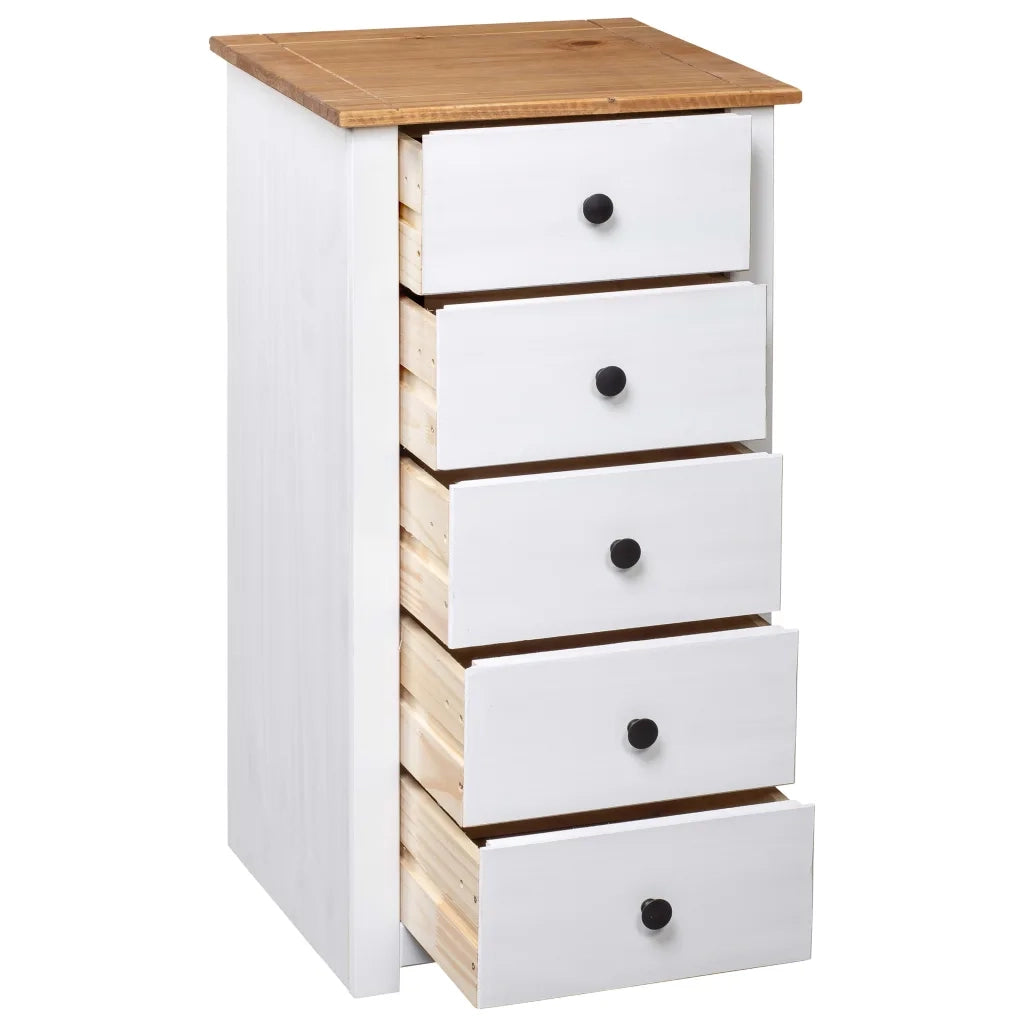 Credenza Bianca 46x40x89 cm in Legno Massello di Pino Panama 282651