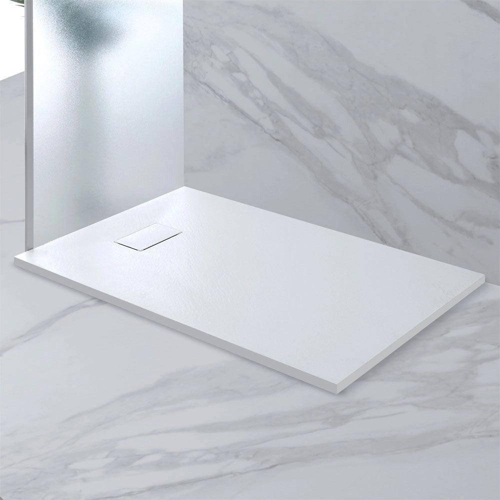 Piatto Doccia Effetto Pietra Sottile Antiscivolo Moderno Formato: 80 x 140 cm, Colore: Bianco
