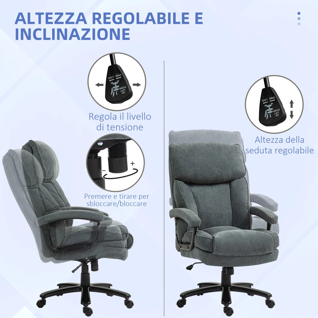 Sedia da Ufficio Girevole e Inclinabile ¨C Minimal ¨C Grigio Tessuto Velluto