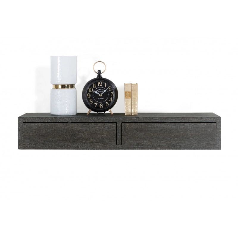 Mensola da Muro con Cassetto, Comodino Sospeso, Mensola da Parete, Rovere Scuro, 88,2x13,4 p23,7 cm - Domino Maxi