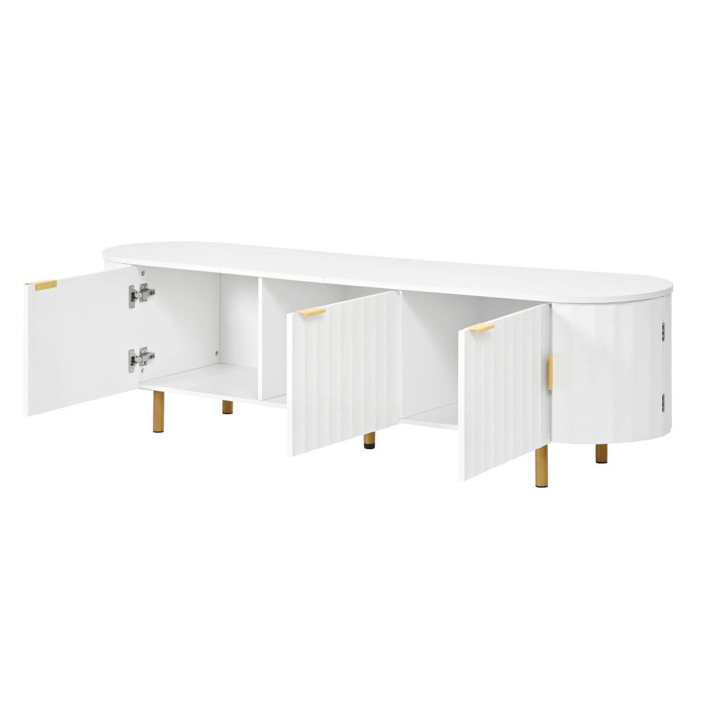 Mobile Porta TV Bianco 170 cm in MDF con 5 Ante e Frontale Scanalato