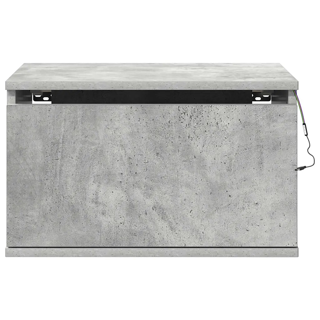 Comodino a Parete con Luci LED Grigio Cemento 836832