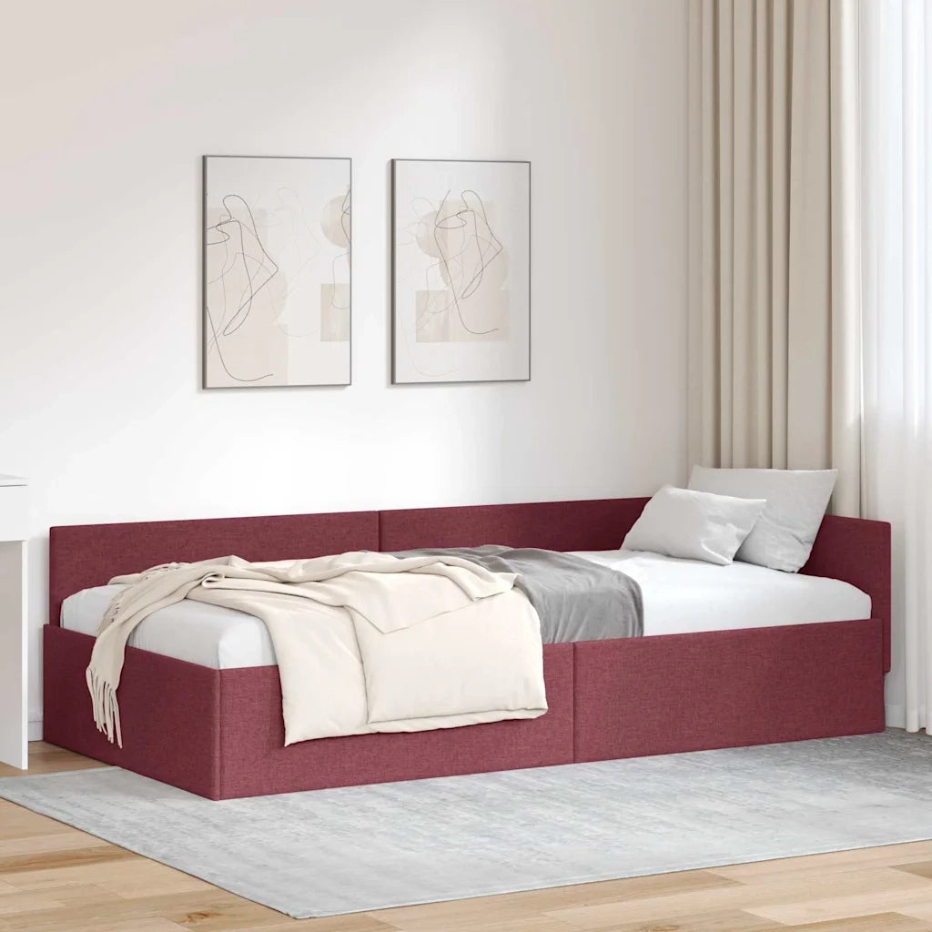vidaXL Cornice del letto ad angolo Rosso vino 100 x 200 cm