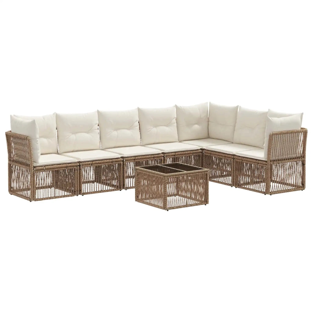 Set Divano da Giardino 8 pcs Beige polyrattan