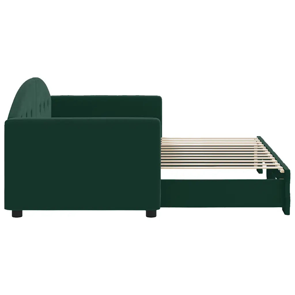 Divano Letto con Letto Estraibile Verde Scuro 80x200cm Velluto