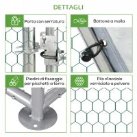 PawhutRecinto Gabbia per Galline in Metallo Galvanizzato Impermeabile, Pollaio con Porta e Copertura Oxford, 280x570x195cm