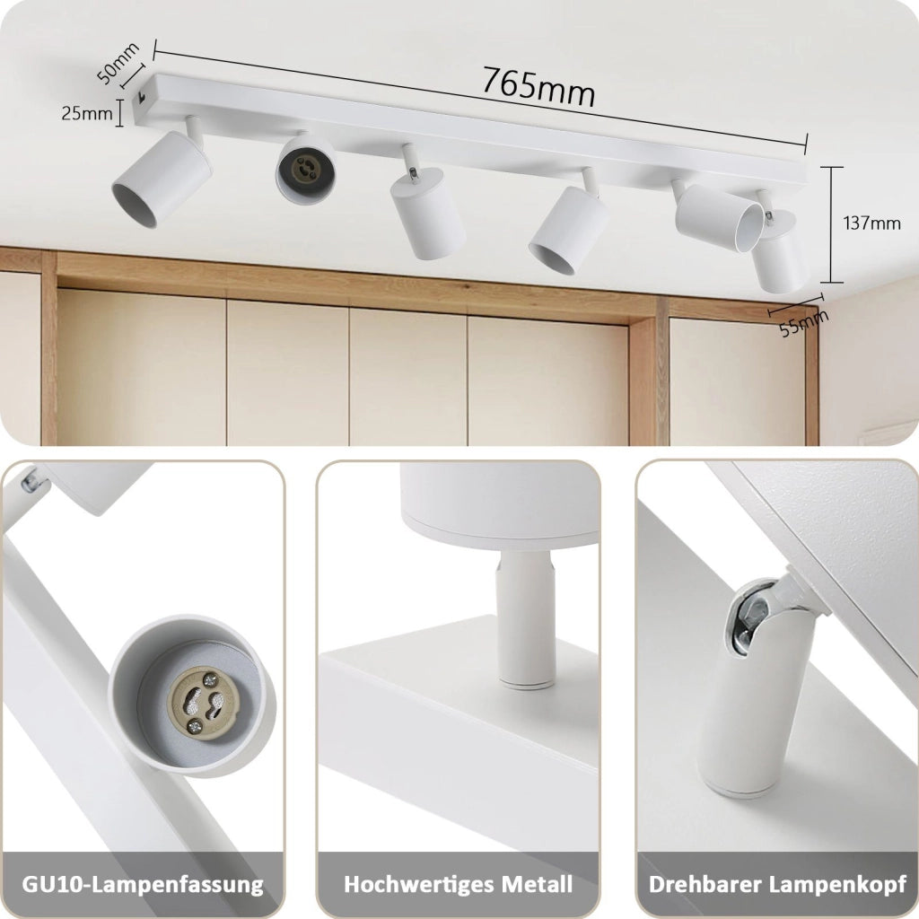 ZMH Faretto da soffitto bianchi retrò GU10 girevoli 350° per camera letto