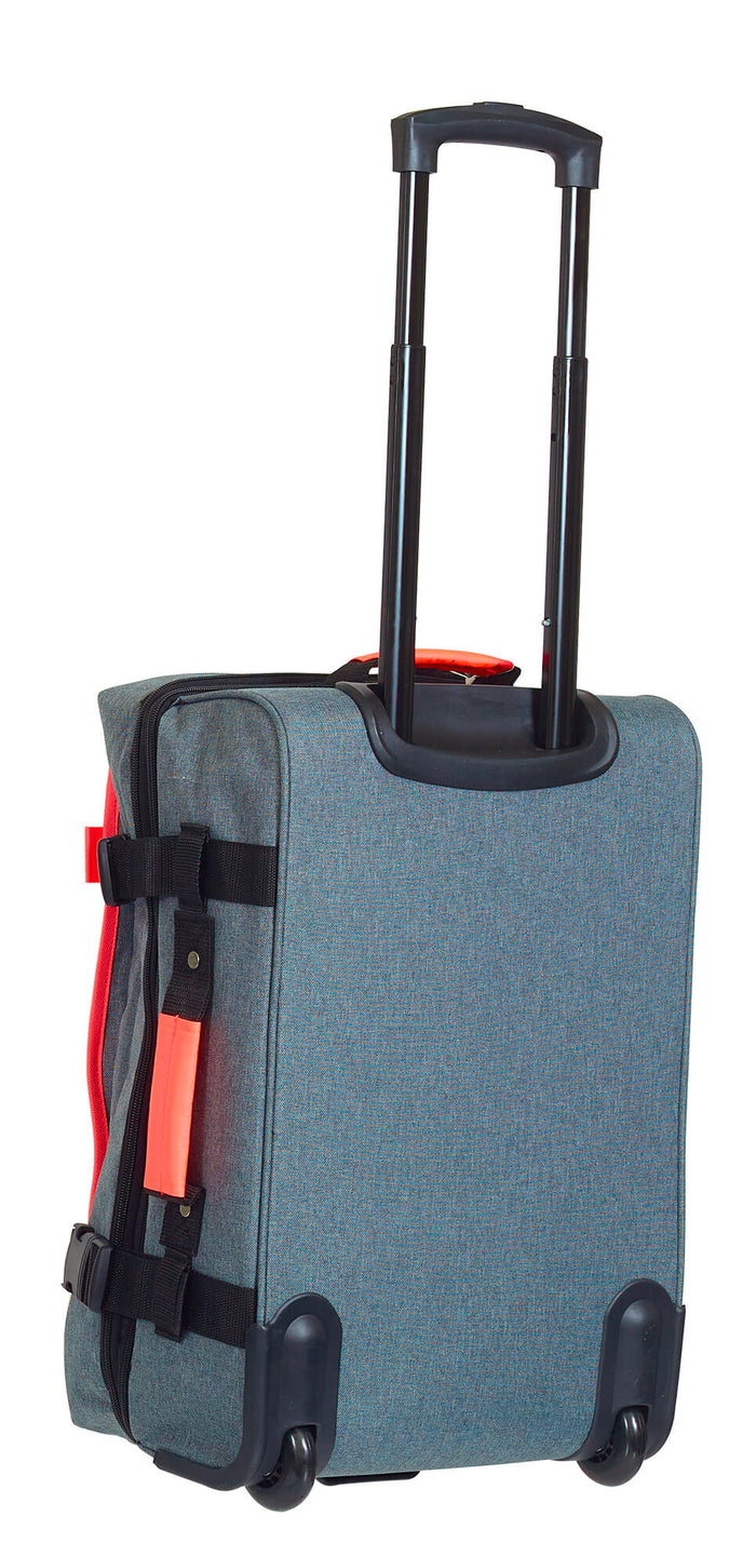 Trolley Valigia Bagaglio a Mano Morbida Espandibile in Poliestere 2 Ruote Ravizzoni Salvaspazio Grigio/Coral