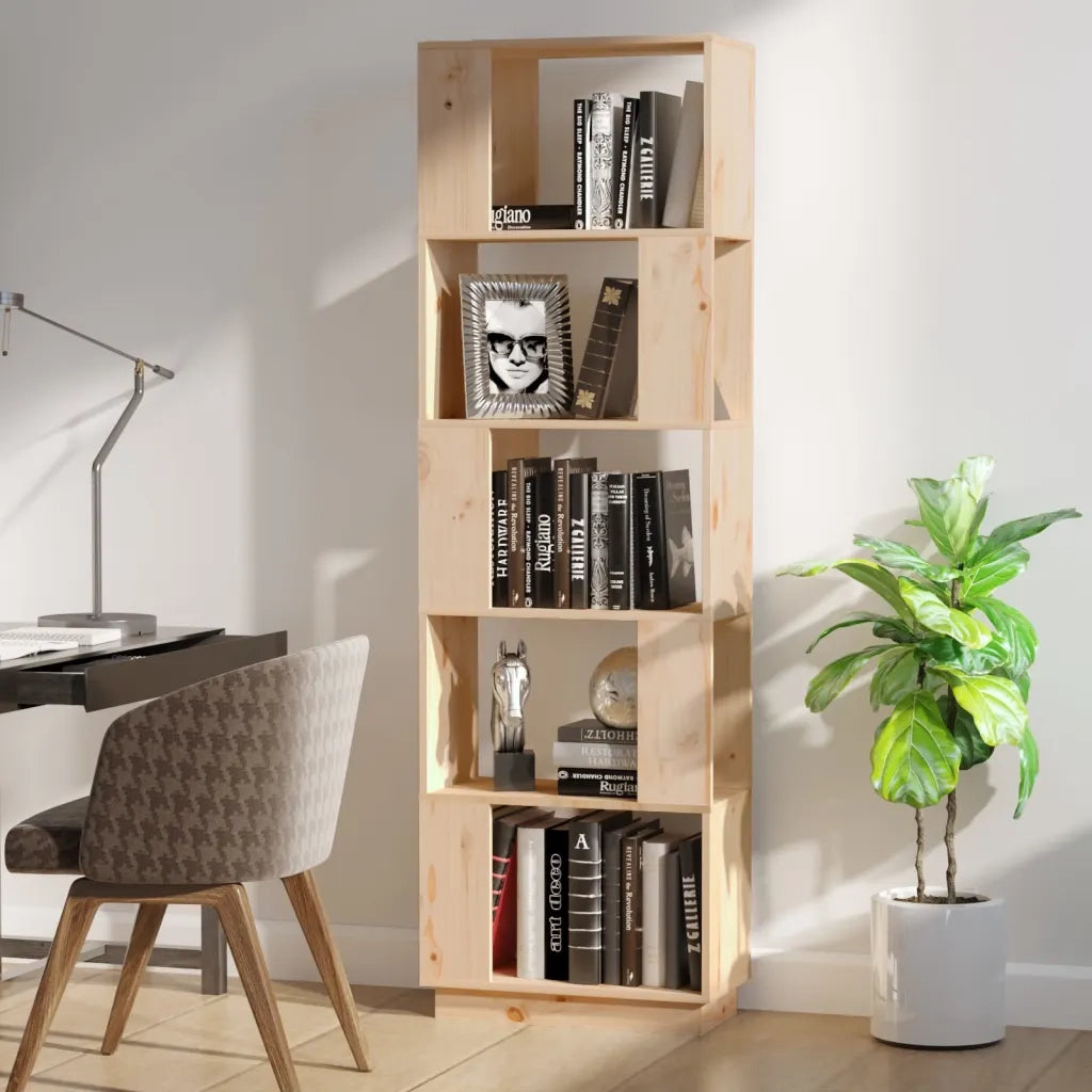 Libreria Divisorio-Scaffale per Libri-Mobile di Stoccaggio 51x25x163,5 cm Legno Massello di Pino